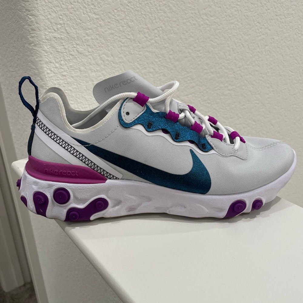 Nike Women’s React Element 55 SE Photon Dust Purple Blue - Picture 1 of 5